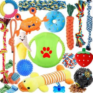 China Dog Puppy Toys Pack, Puppy Chew Toys for Fun Teeth Cleaning, Dog Squeak Toys,Treat Dispenser Ball, Tug of War Toy on sale