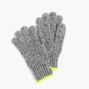 China Boy ' S Knit Texting Gloves , Donegal Grey Cable Knit Gloves With Neon Cuff on sale