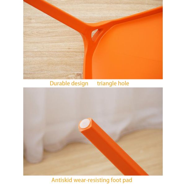 Stackable plastic dining chairs showing custom color options