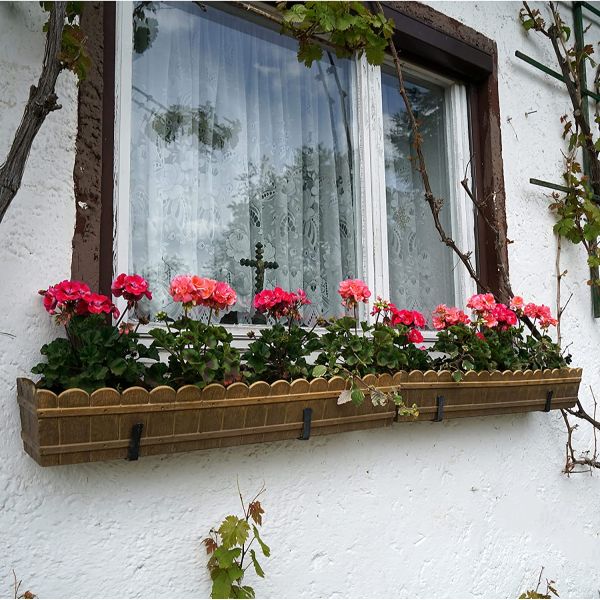 Wall Mount Flower Box Holder with Hanging Plant Bracket Black or White Material