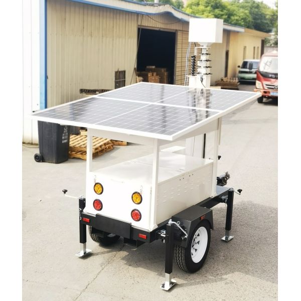 Steady Operation Mobile Surveillance Trailer Portable Solar Energy System Cctv Tower For Outdoor Exhibition Monitoring