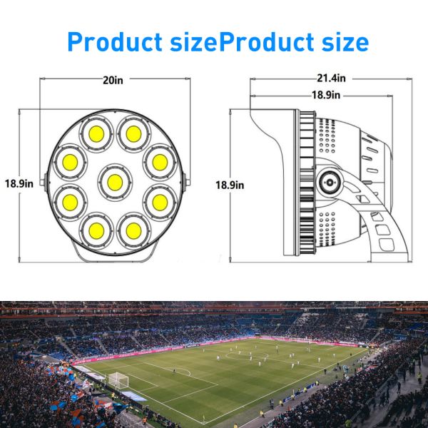 600W 78000LM LED Stadium Flood Lights , DLC 23 Degree LED Baseball Field Lights