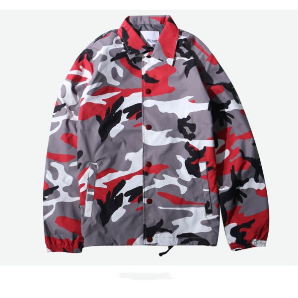 New Plus Size Coach Blue Camo Jacket , Twill Coach Jacket Eco Friendly