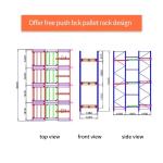 Push Back Pallet Racking System in signal blue for Warehouse Storage 1-2 pallet