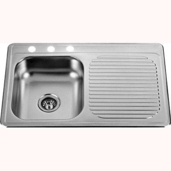 Sink Drainboard Single Bowl Topmount Kitchen Sink With Three Tap Hole