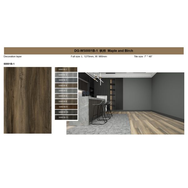 4mm Stone Plastic Composite Flooring Eco Friendly Unilin Click Oak Burlywood Wood Grain GKBM DG-W50001B