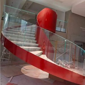 Stainless Steel Curved Tempered Glass Staircase Easy Assemble