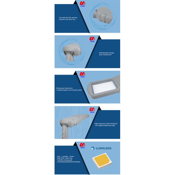 155LM/W Led Road Street Light 50 Watt Led Street Light Radar Sensor Optional