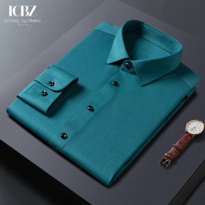 LCBZ Garment Men's Formal Shirts No Iron Elastic and 100% Cotton for Wrinkle