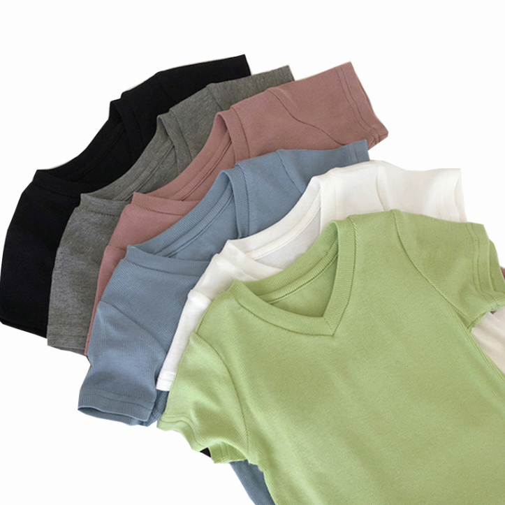 wholesale cheapest child clothing v neck design blank boy t-shirt