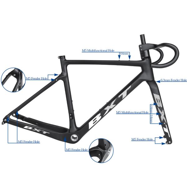 Carbon Fiber Bike Frame Road Gravel Aero Road Bike Frame 700C Matte black