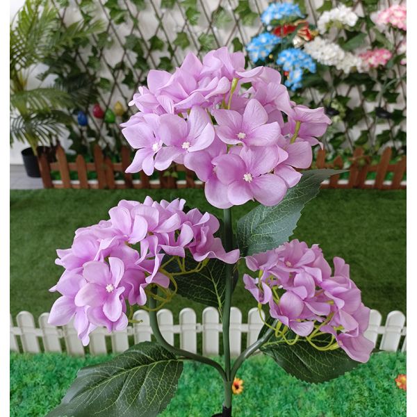 3 Heads Flower Solar Hydrangea Lights Outdoor Garden LED Simulation Flower Lights