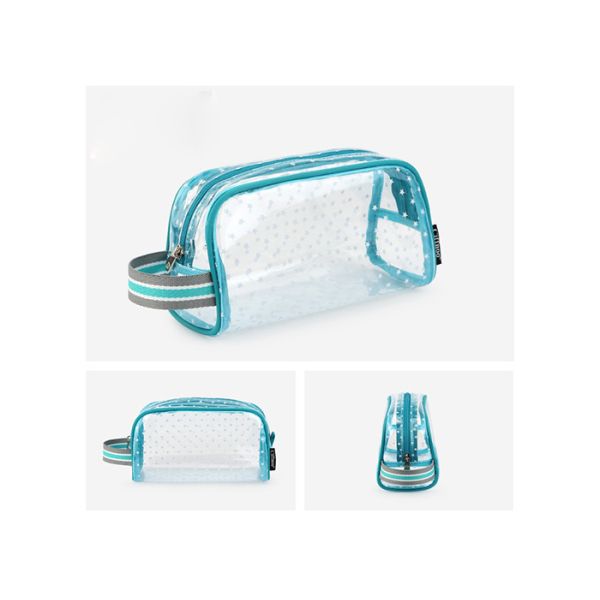 Promotional PVC Transparent Bag , Kids Pencil Case With PP Webbing Stripe Handle