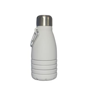 Silicone Foldable Biodegradable Reusable Water Bottles 550ml Grey Customized