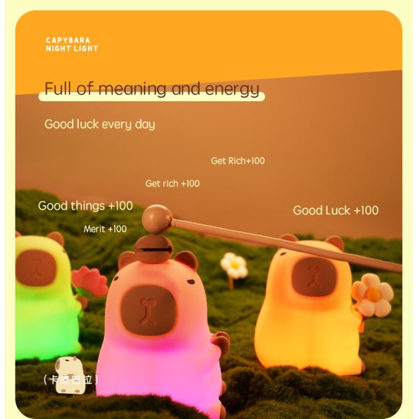 Cute Silicone Capybara Night Light Children's Nightlight Gift Usb Rechargeable Animal Silicone Night Lamp