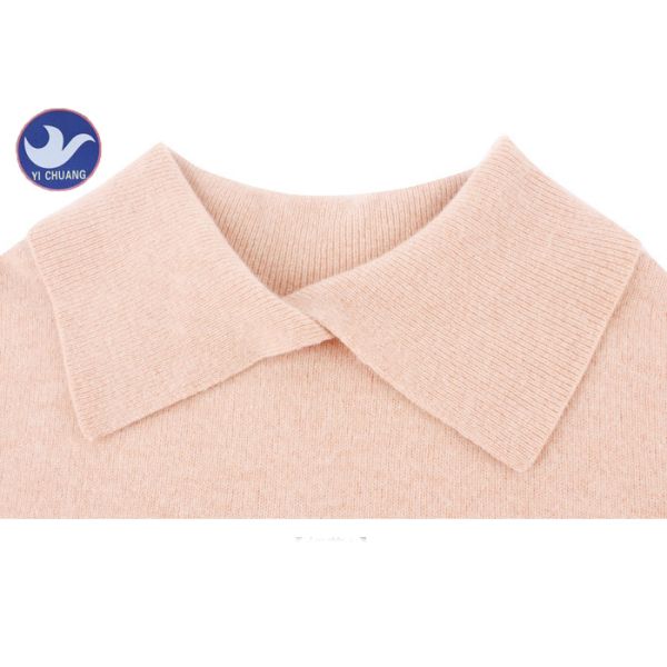 Lapel Collar Womens Knit Pullover Sweater Wool Jumper