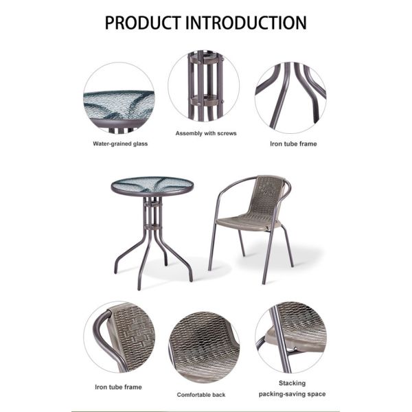 Outdoor Lounge Chair Garden Furnitures Patio Balcony Table Set 56x56x74cm