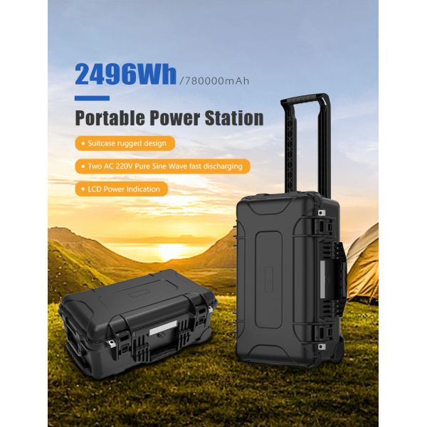 Rechargeable MPPT Outdoor Portable Power Station 2400W Portable Solar Power Generator