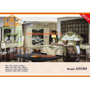 Quality antique luxury Cheap mirrored glass queen bedroom furniture set for sale