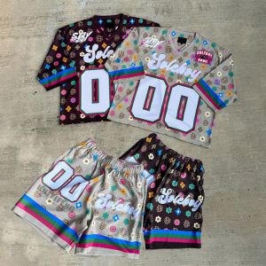 China OEM Custom Jersey Polyester Mesh Printing Jogger Sweat Suit Summer Casual Two Piece Shirt Set Boxy Cropped Football Shorts Set on sale