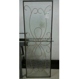 Quality customized golden wrought iron glass in Exterior door for sale