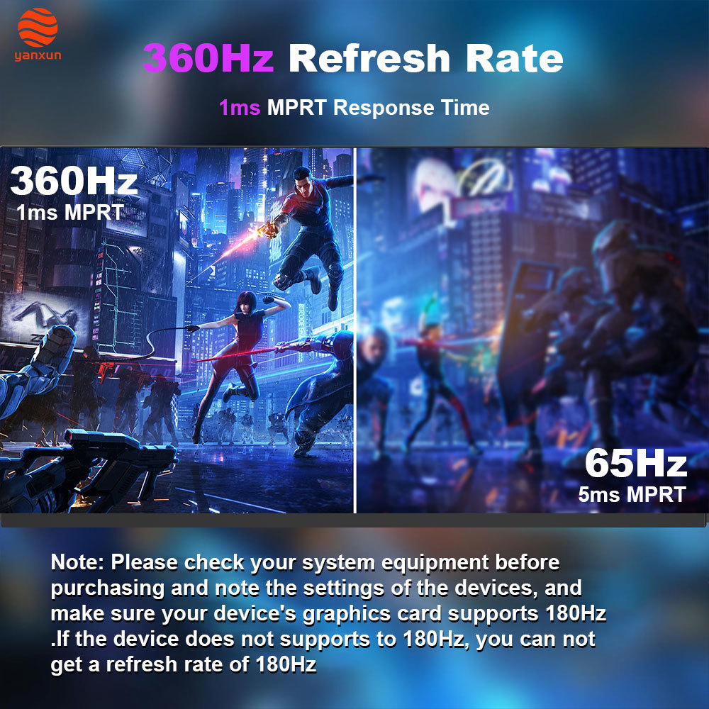 27-Inch Gaming Monitor: UHD Resolution, 2560x1440 2K IPS Panel, 360Hz High Refresh Rate (No Motion Blur for Fast Games) & Stable Fixed Bracket – Great