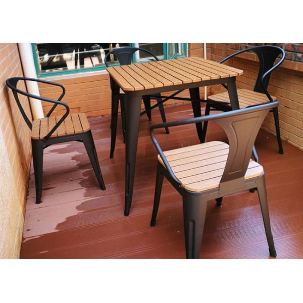 Simple Modern Solid Wooden Outdoor Furniture Balcony Table Chair Set For Leisure Cafe Bar