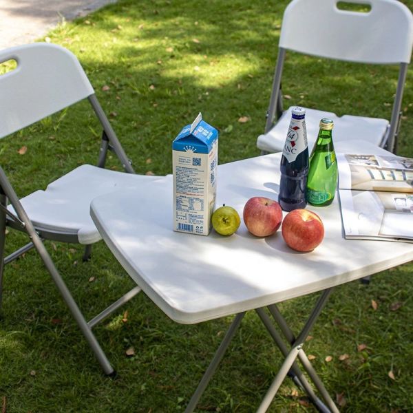 Outdoor Portable Folding Table, Simple Rectangular Plastic Dining Table And Chair