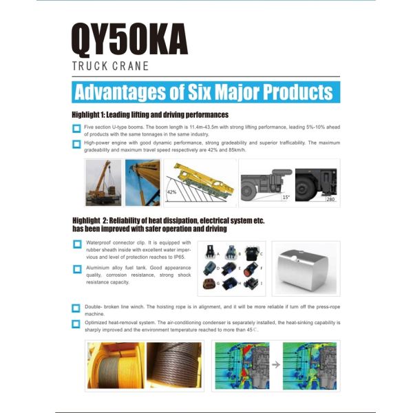 XCMG QY50KA 50 Ton Hydraulic Rc Mobile Truck With Crane 58.1m Travel Speed 85km/h