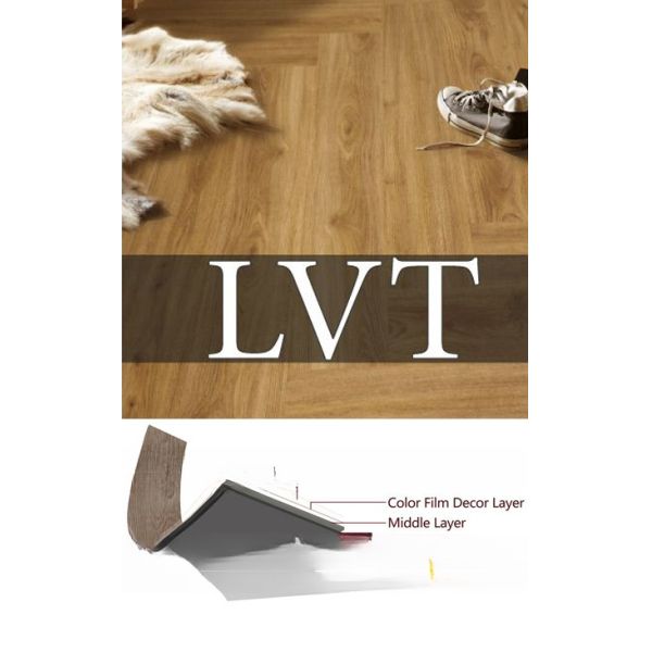Anti-Slip PVC LVT Self-Adhesive Vinyl Flooring Plank ISO9001/CE Certified 2-7mm Thickness