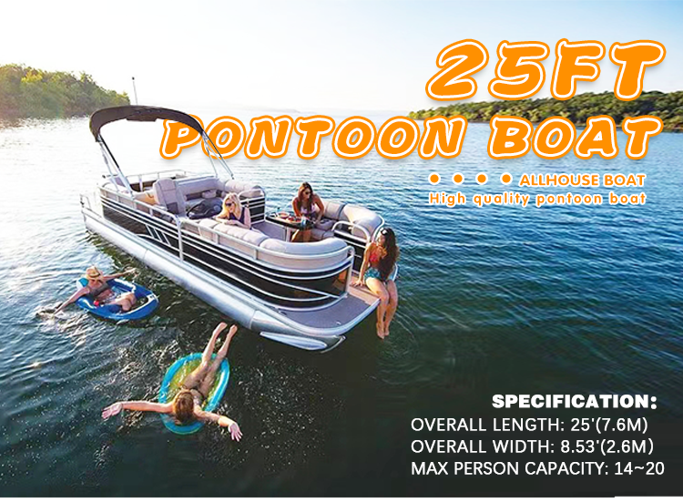 12-15 Passenger Pontoon Fiberglass Boats Luxurious Design With EVA Decking