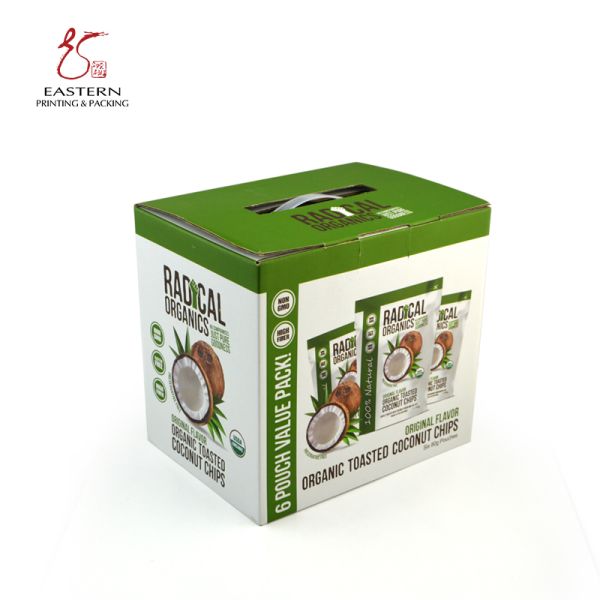 Custom Beverage Packaging Boxes | 8 pc Drink Packaging box With Handle | white Corrugated Cardboard Box