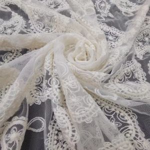 Water Soluble White Coloured Embroidery Fabric Polyester Cotton Lace Material