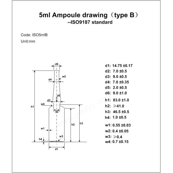 5ml Type B Brown Empty Opeded Injectable Medical Glass Ampoule