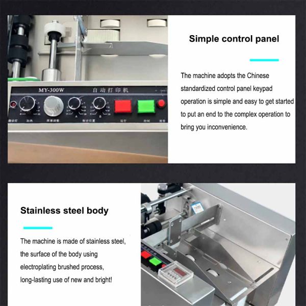 MY-300 Desktop Coding Printing Equipment Date Stamp Machine Automatic Stainless Steel Solid Ink Wheel Coding Machine