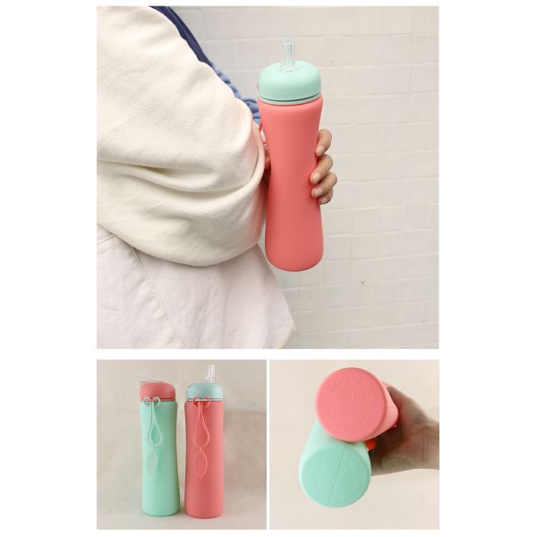 BPA Free Collapsible Silicone Water Bottle For Outdoor Sport 500ml Capacity