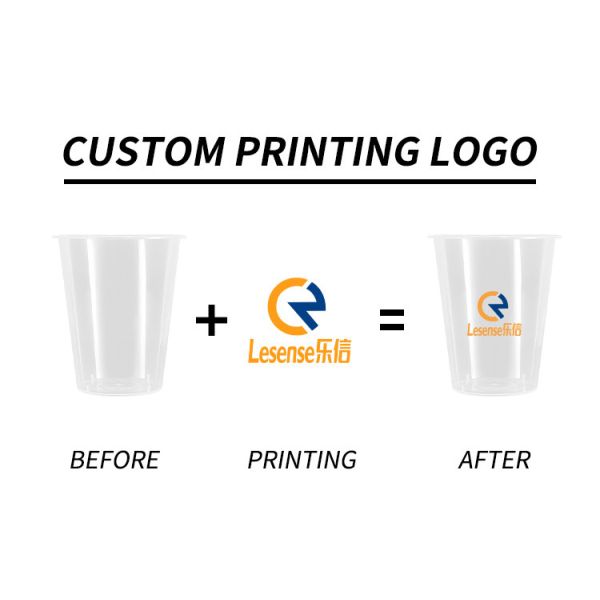 Custom Disposable PET Plastic Cups 96 Caliber 260ml 370ml 410ml 480ml Juice Drink Bubble Tea Cups