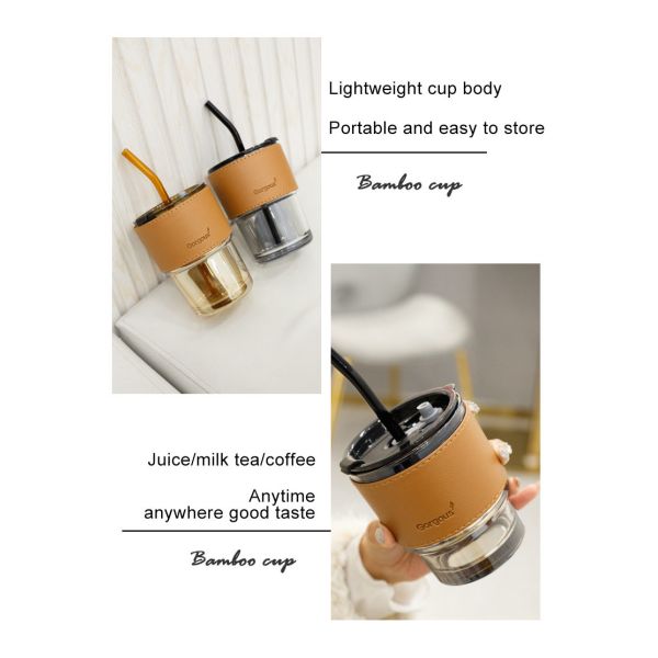 420ml 450ml Soda Lime Glass Reusable Coffee Cups With Lids Leak Proof Travel Mug