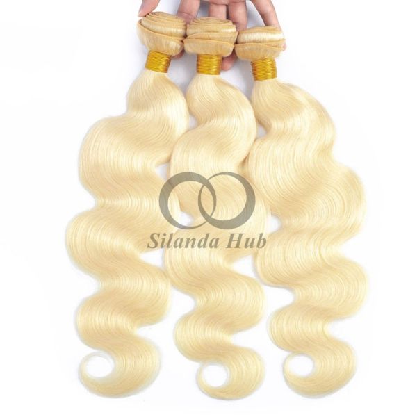 #613 Bleached Blonde Body Wave Remy Human Hair Bundles Sew In Weave Bundles Brazilian Bundle Deals