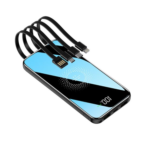 High Speed 10000MAH Power Bank 4 Cable With One Body Print / Engraving LOGO