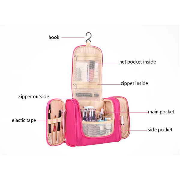 Hook toiletry bag portable travel storage bag large ear hanging double open cosmetic box