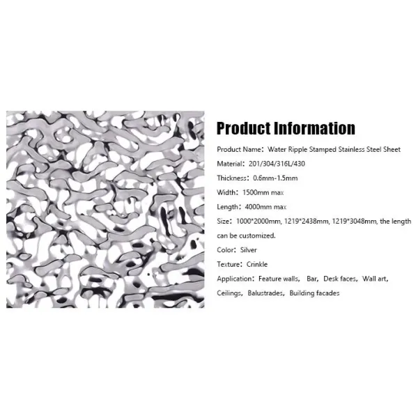 Water Ripple 201 304 Stainless Steel Sheet In GOLD Mirror Finish 0.8*1219*3048MM