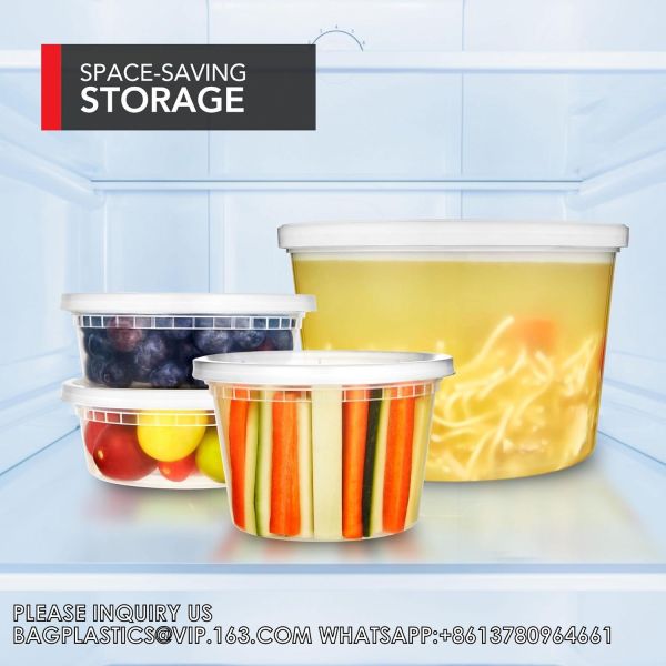 Plastic Deli Containers With Lids, Slime, Soup, Meal Prep Containers Stackable Leakproof Microwave Dish
