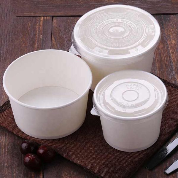 1100ml Paper Dessert Bowls Food Packaging Noodle Salad Container 66mm