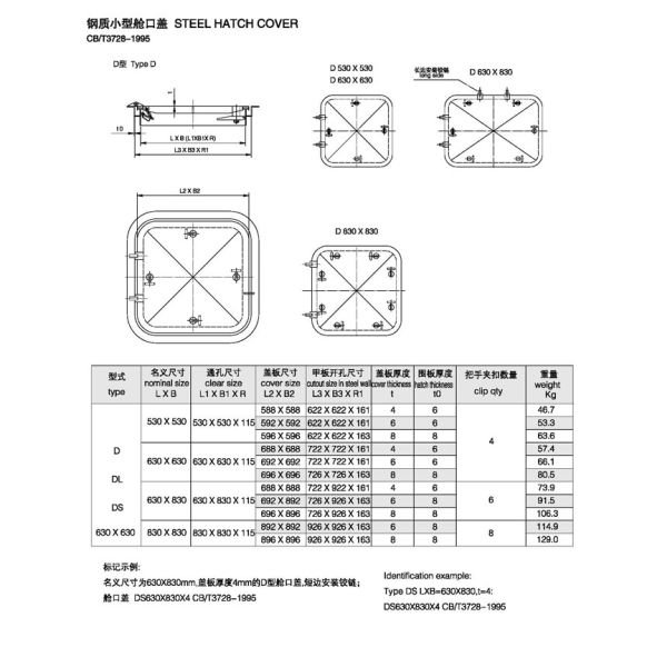 Sea going Ships Small Steel Marine Hatch Cover Thickness 4 6 8 mm
