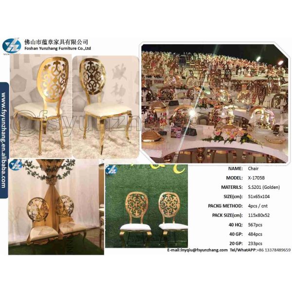 Artistic dining chair round back with flower design disassembly style stainless steel