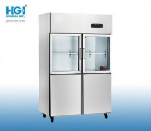 China Stainless Steel Refrigerant R600A Commercial Refrigerator With 2 Glass Door on sale
