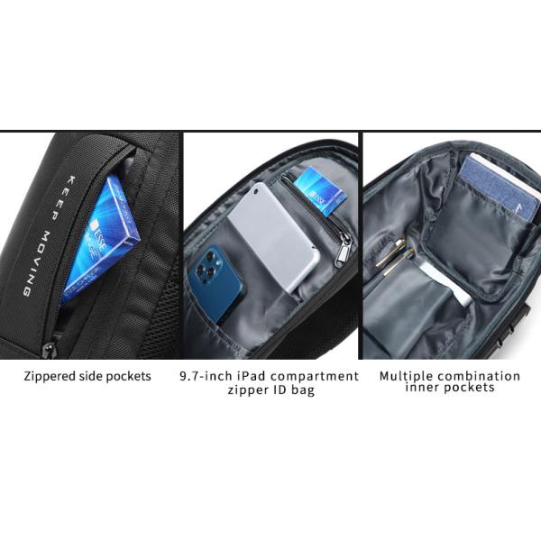 Factory wholesale waterproof fashion anti theft crossbody chest shoulder sling bag for men