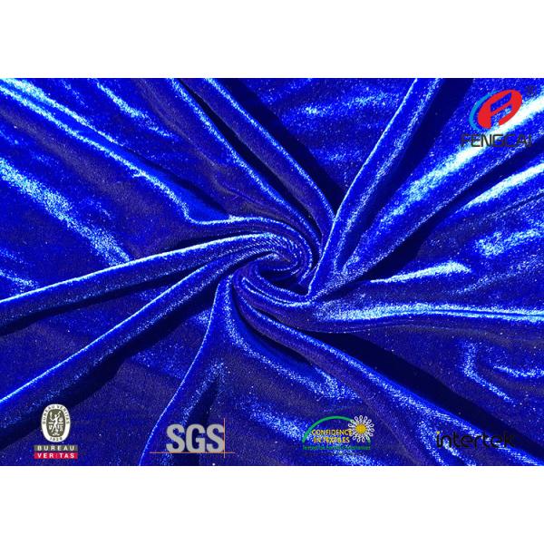 250gsm Ks Royal Blue Stretch Velvet Fabric , Stretch Velvet Material 75D+40D