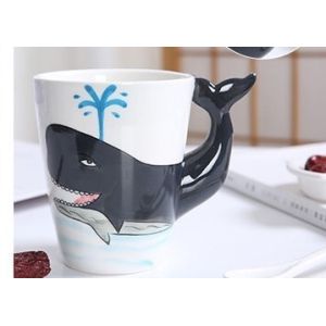 Quality Hotel Whale High Temperature Handmade Ceramic Travel Mug for sale